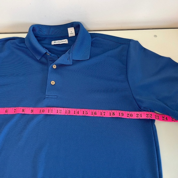 Cubavera Mykonos Blue Solid Textured Polo Large Mens - Picture 13 of 15